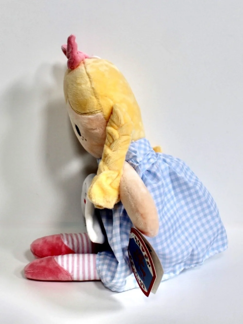 Ladi Ladi Little Bo Peep Blonde Plush Rag Doll Lovey Blue Gingham Dress 15